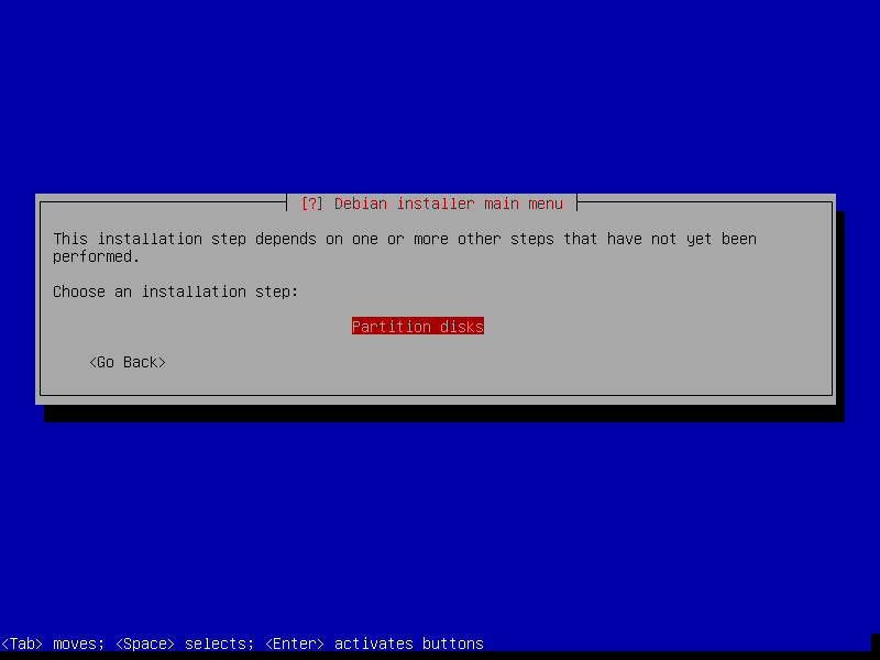 Debian error partitioning